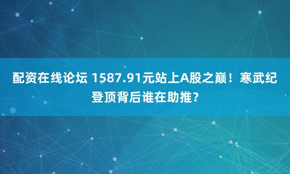 配资在线论坛 1587.91元站上A股之巅！寒武纪登顶背后谁在助推？
