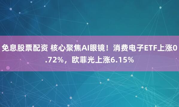 免息股票配资 核心聚焦AI眼镜！消费电子ETF上涨0.72%，欧菲光上涨6.15%